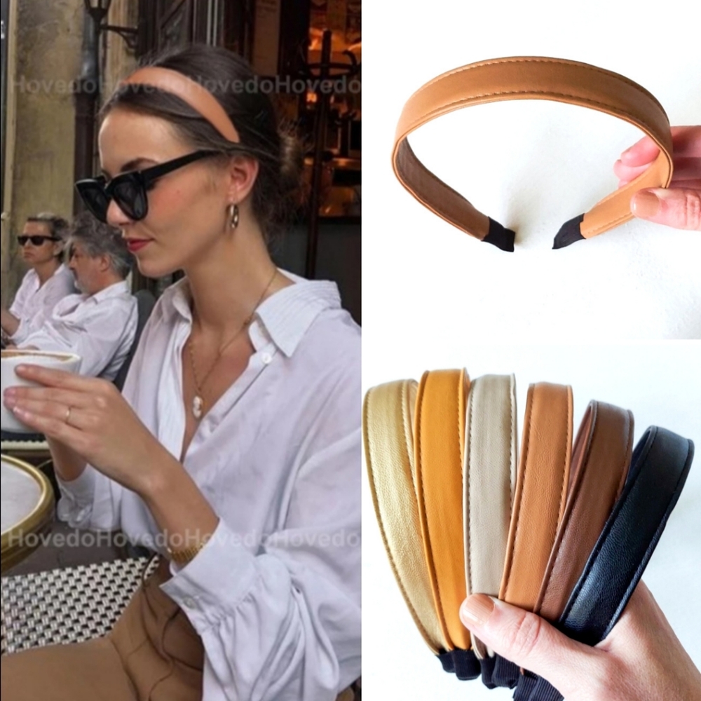 Carmen Faux Leather Headband - Almond